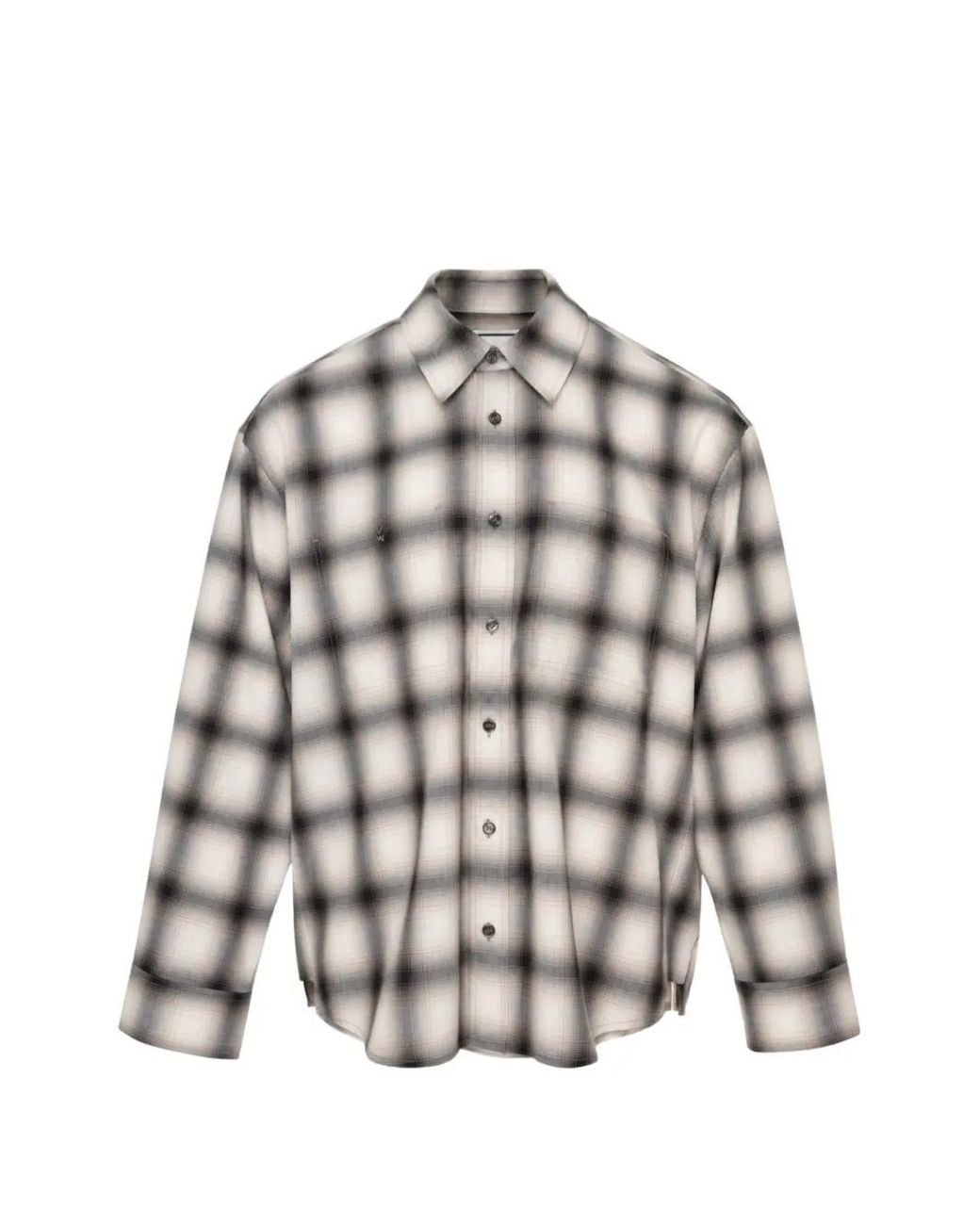 Wooyoungmi Gray Check-Print Long-Sleeve Shirt for men