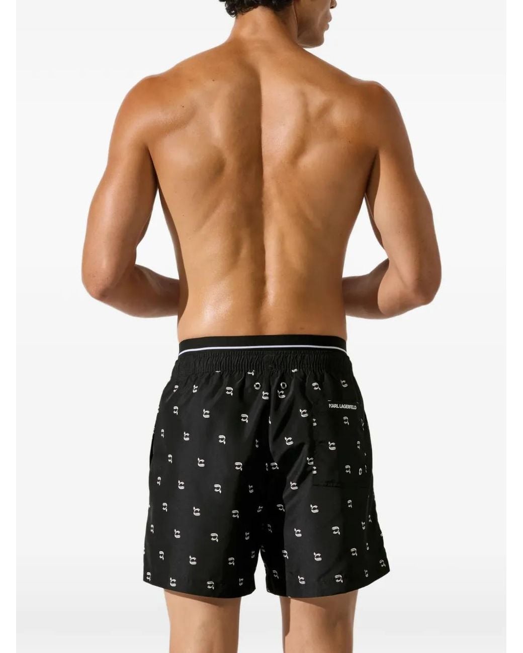 Karl Lagerfeld Black Ikon Short Swim Shorts for men