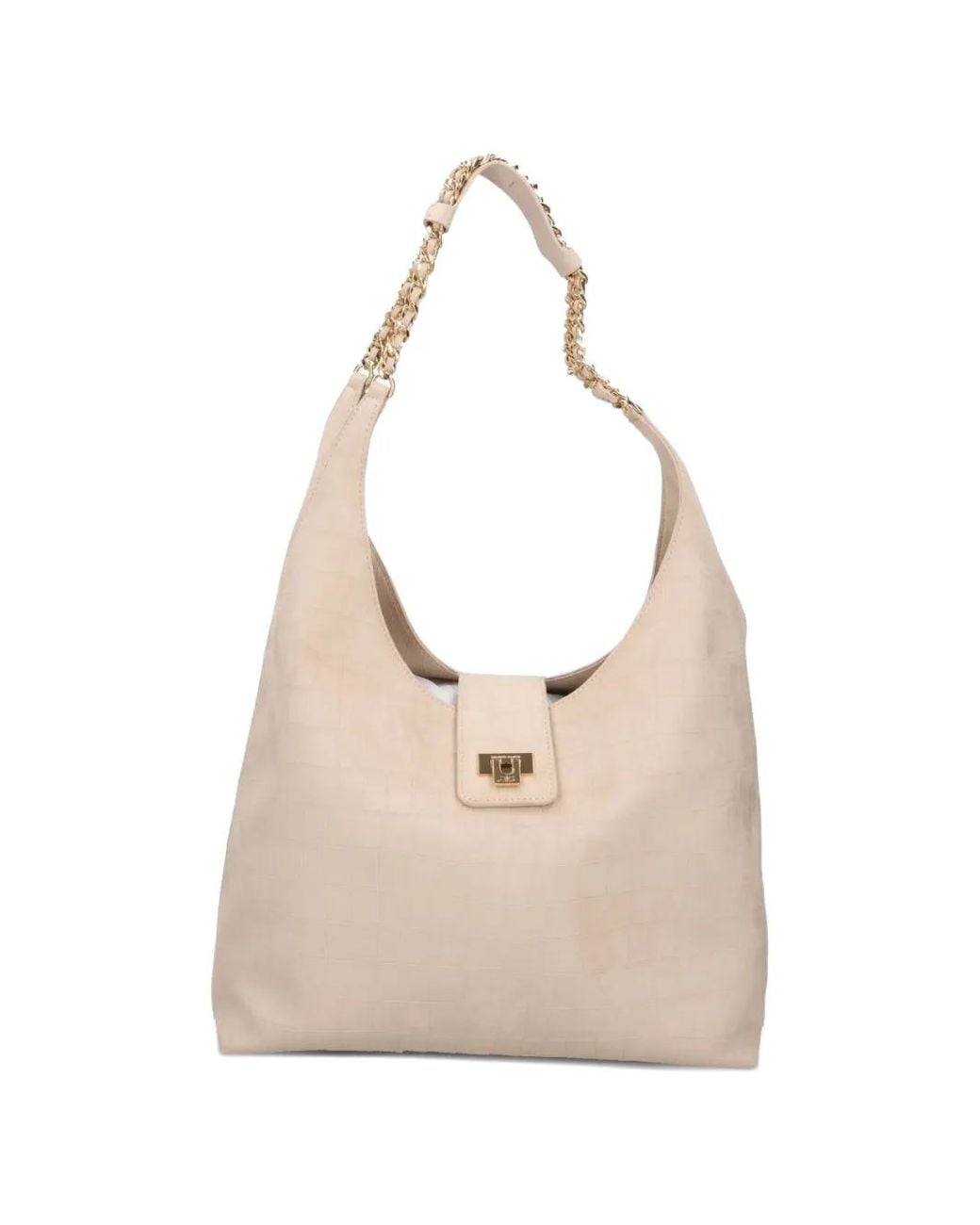 Elisabetta Franchi Natural Suede Shoulder Bag