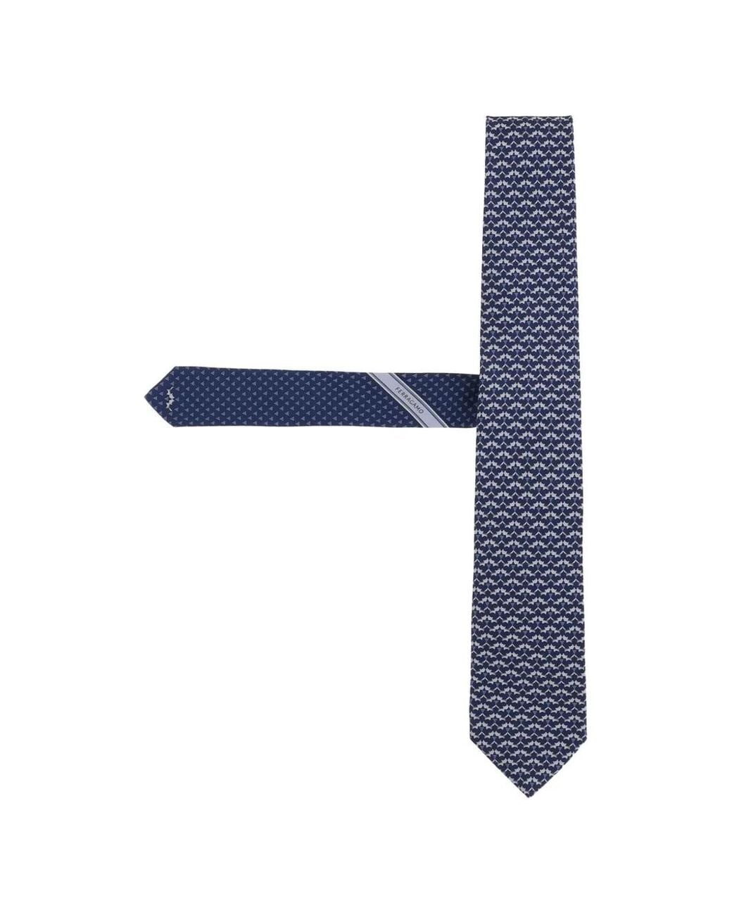 Ferragamo Blue Geometric-Pattern Silk Tie for men