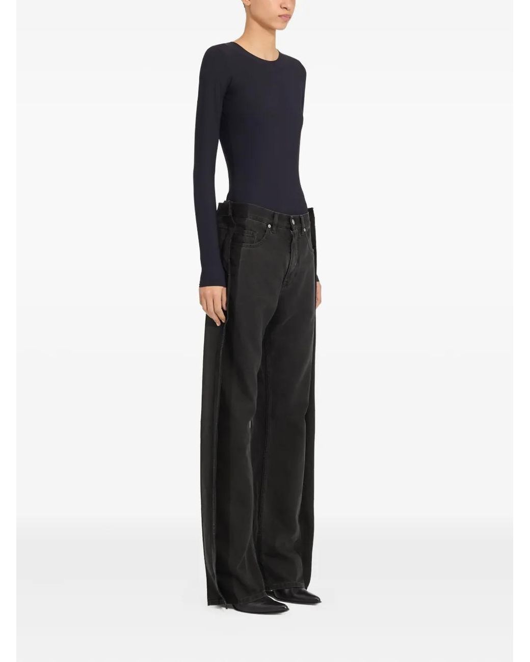 MM6 by Maison Margiela Blue Long-Sleeve Jeans Bodysuit