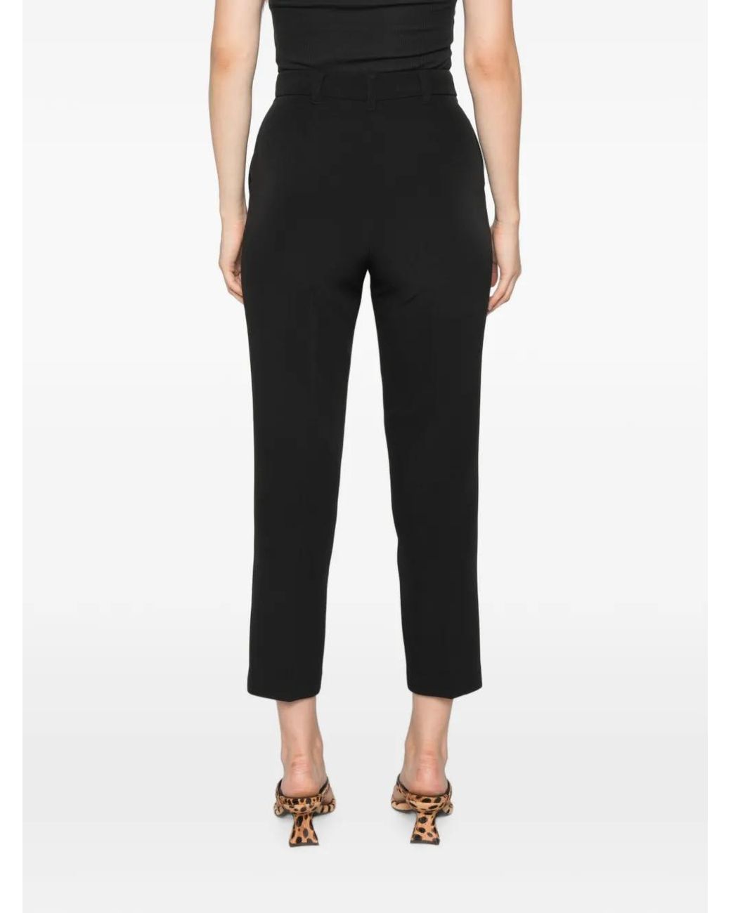Twinset Black Pleated-Detail Cropped Trousers