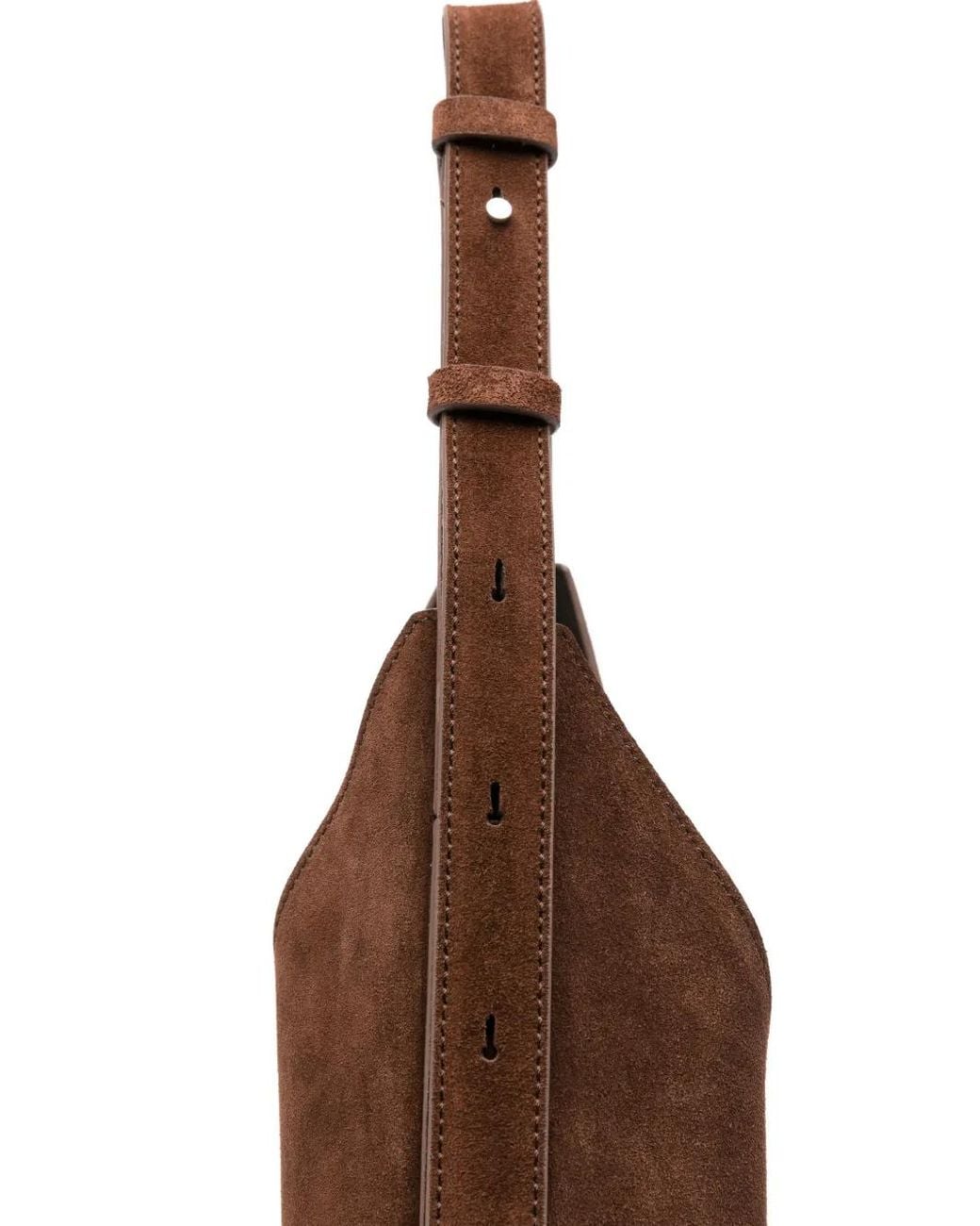 Aesther Ekme Brown Medium Curved Suede Shoulder Bag