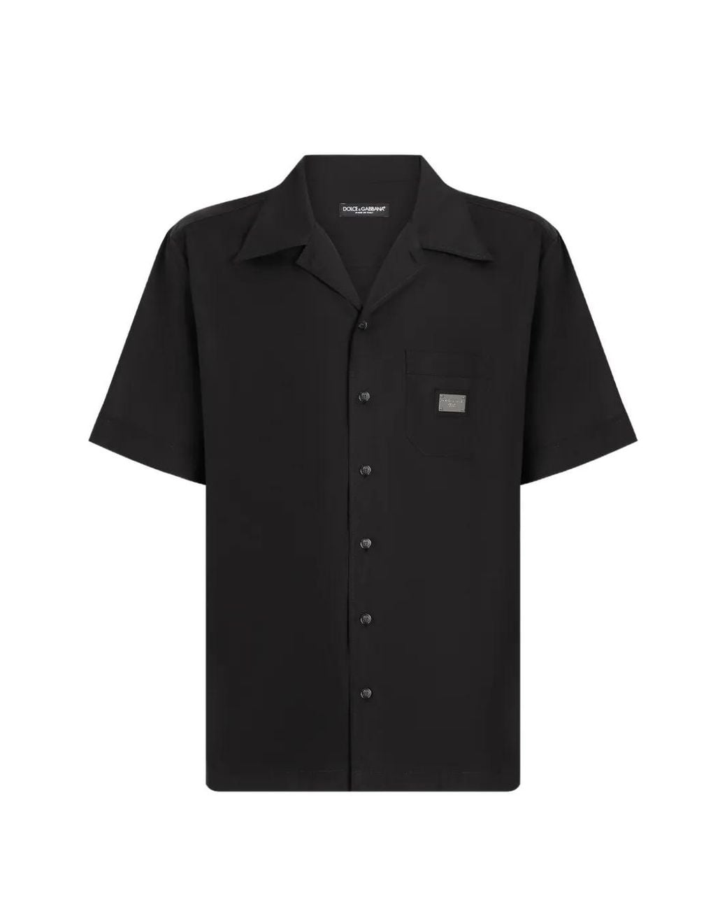 Dolce & Gabbana Black Logo-Tag Cotton Shirt for men