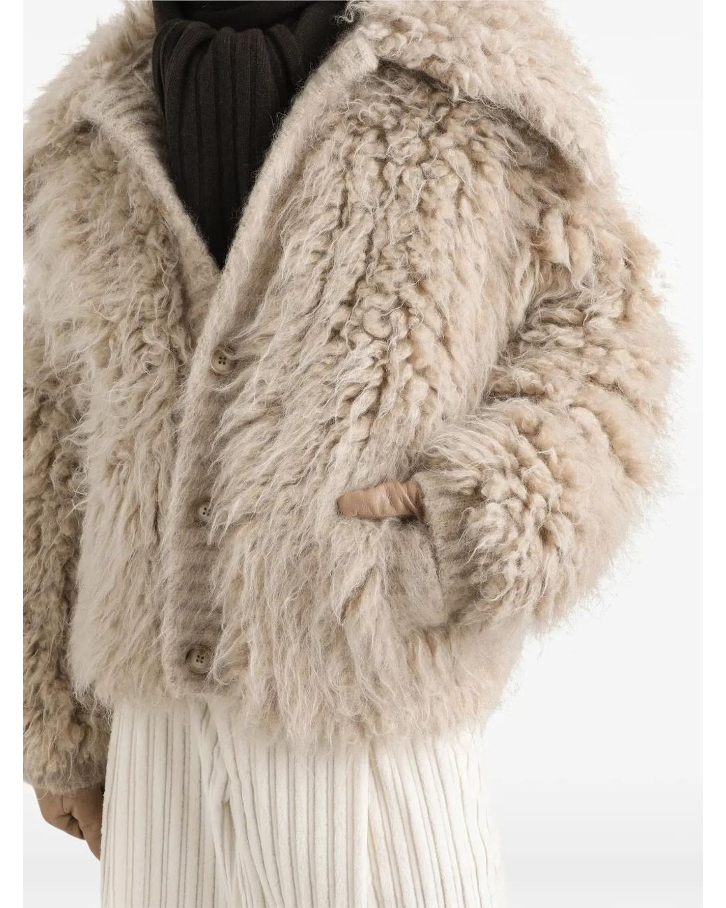 Dolce & Gabbana Natural Fur-Effect Mohair Cardigan for men