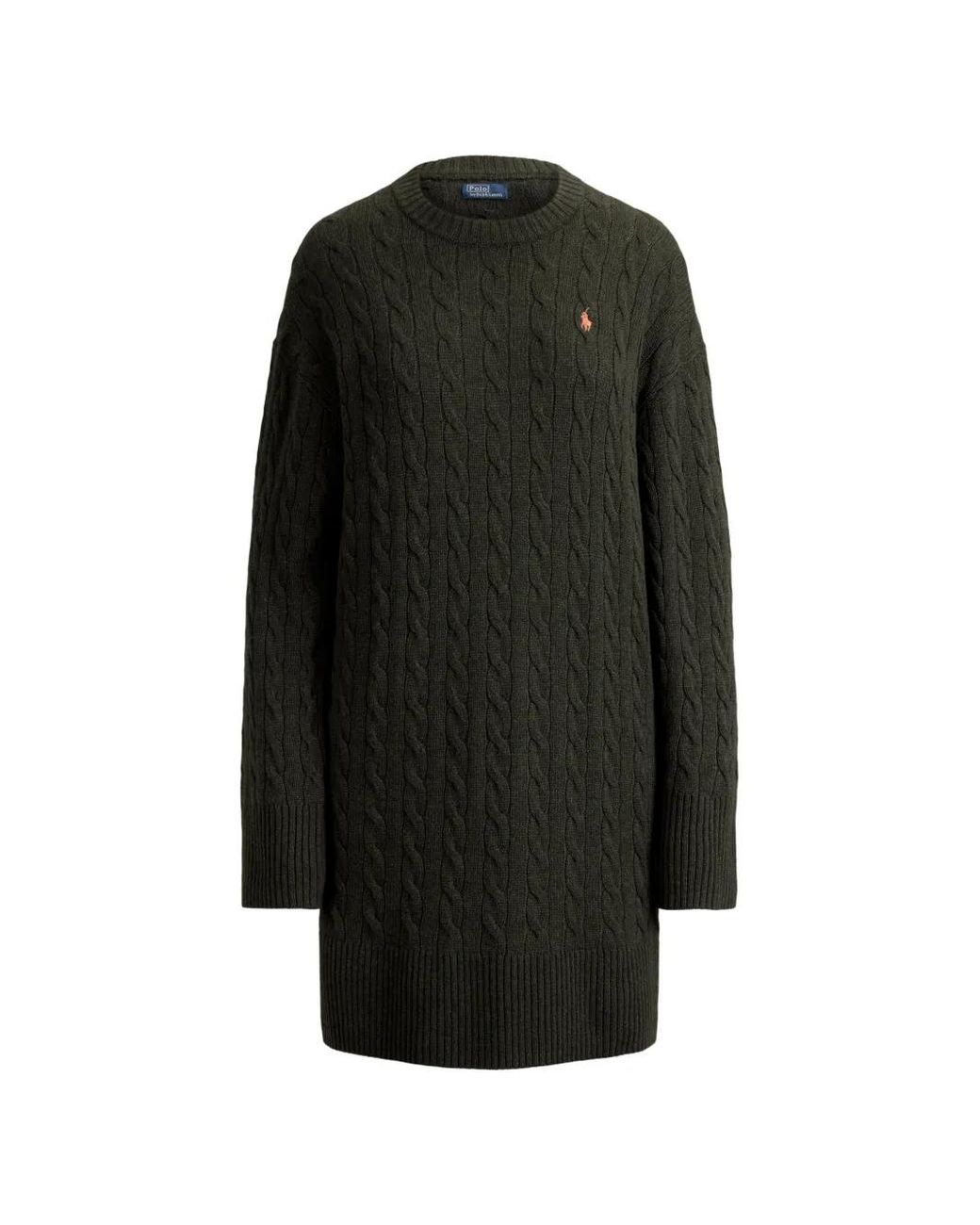 Polo Ralph Lauren Black Robe En Maille Torsadée À Manches Longues