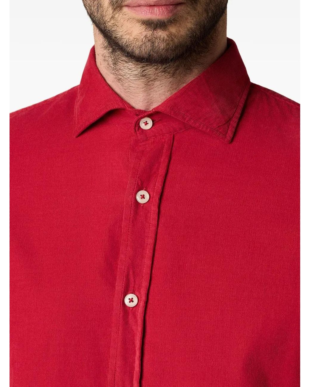 Brooks Brothers Red Slim Fit Cotton Corduroy Shirt With Spread Collar for men