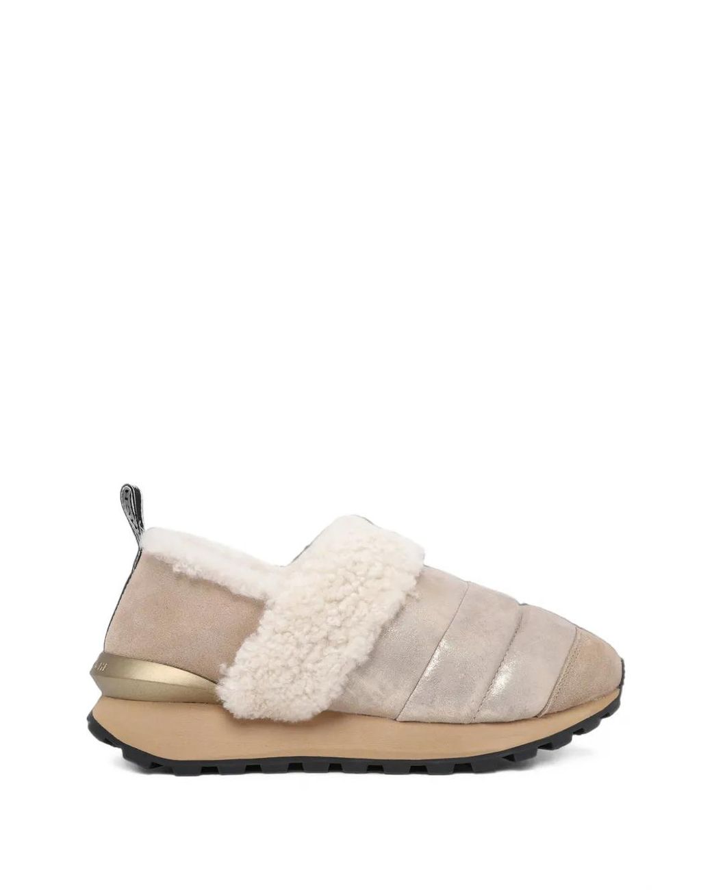 Voile Blanche White Shearling-Trim Padded Sneakers