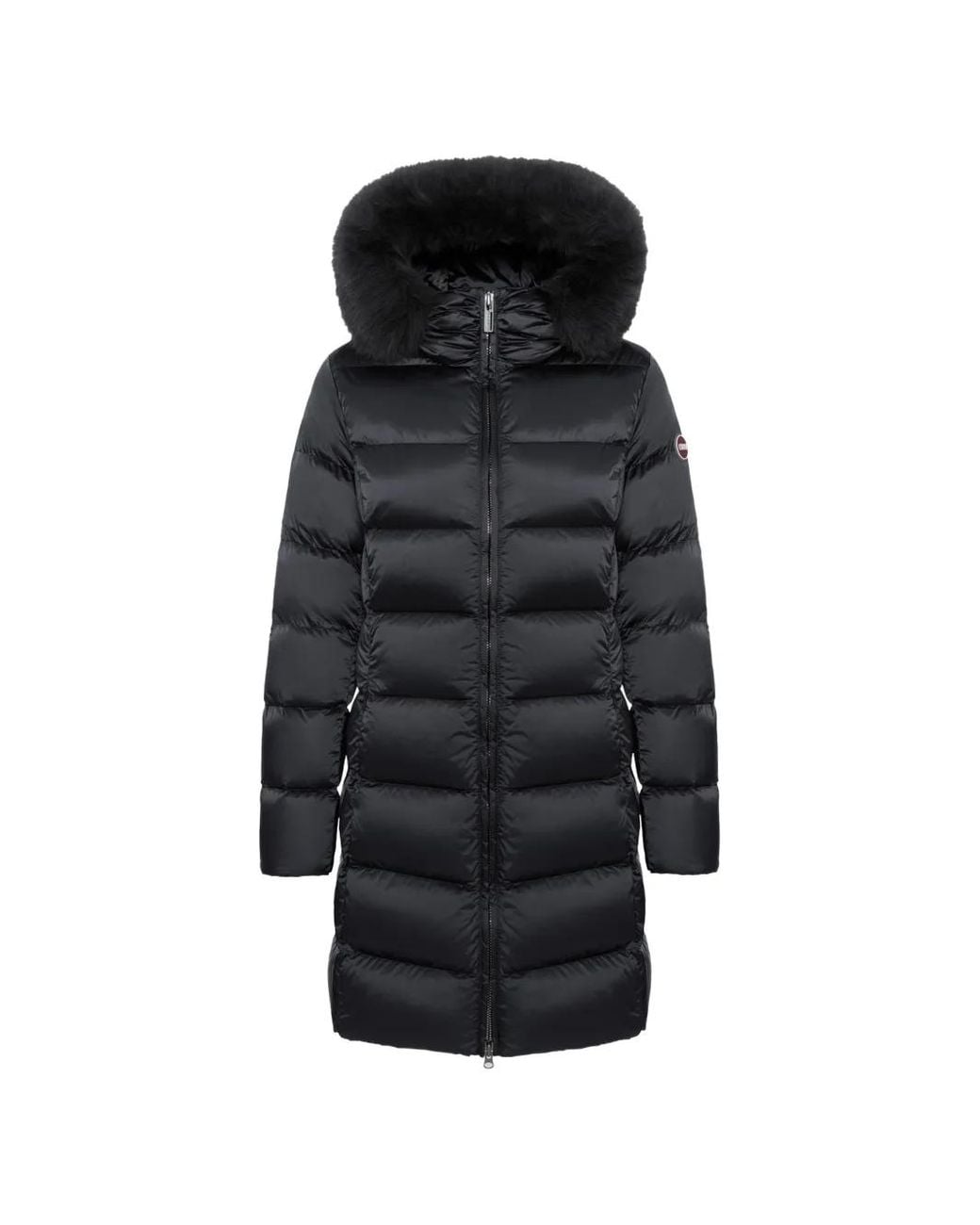 Colmar Black Fur-Trim Quilted Coat