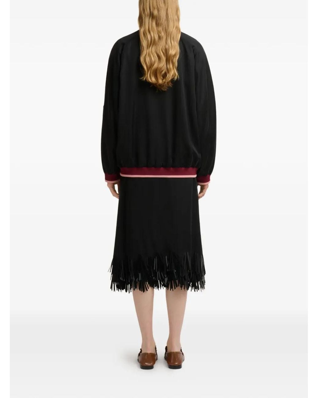 Marni Black Sequin Flower Bomber Jacket