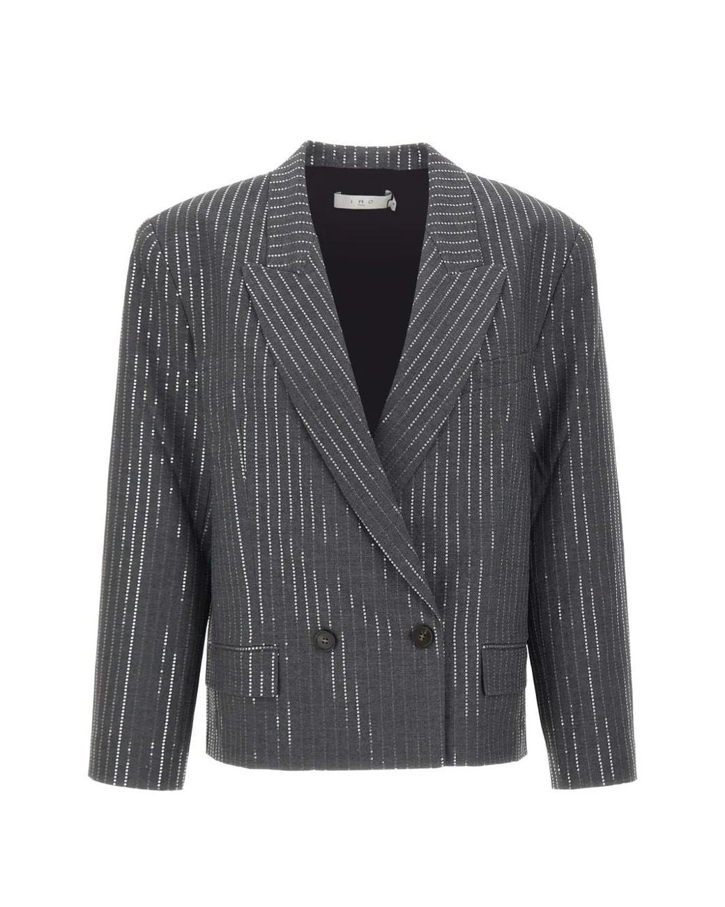 IRO Gray Bay Sequin-Embellished Cropped Blazer
