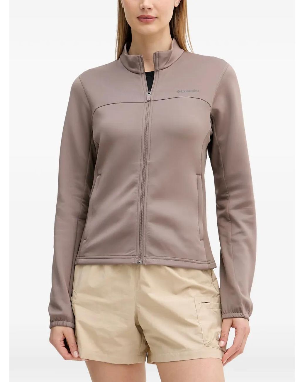 Columbia Brown Sloan Crest Zip-Up High-Neck Sweatshirt