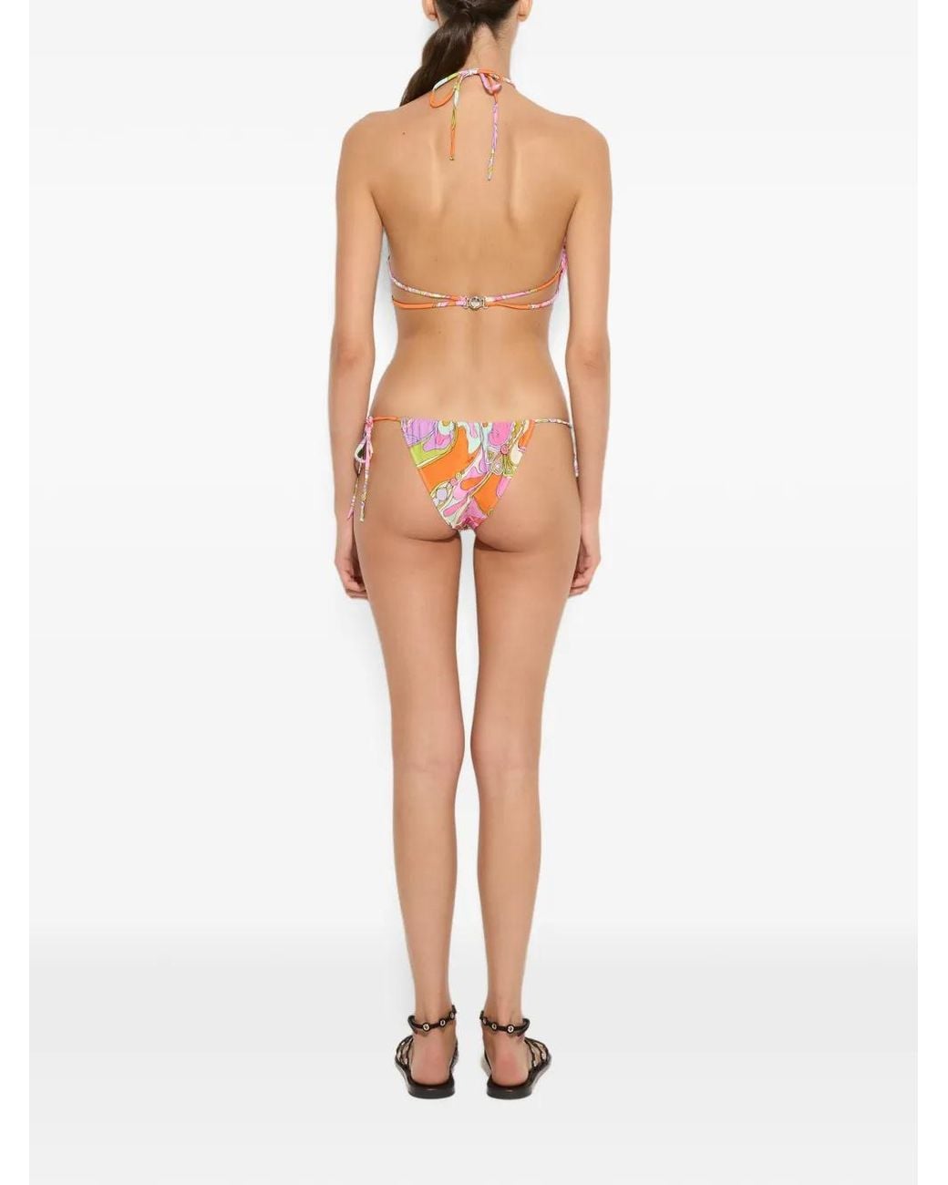 Emilio Pucci White Orchidee Print Bikini Top