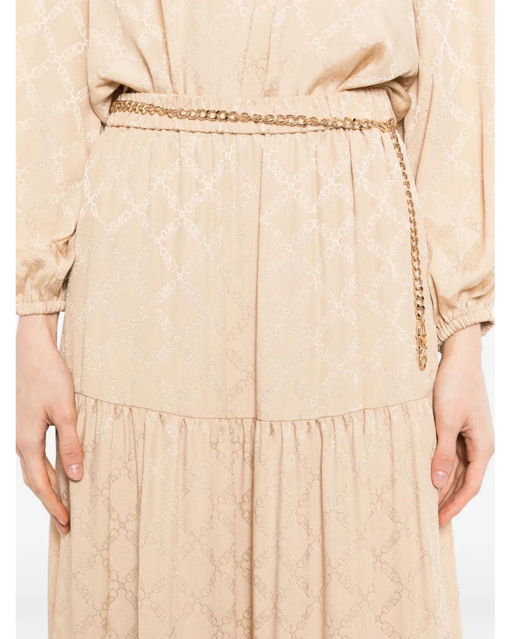 Michael Kors Natural Monogram Maxi Skirt