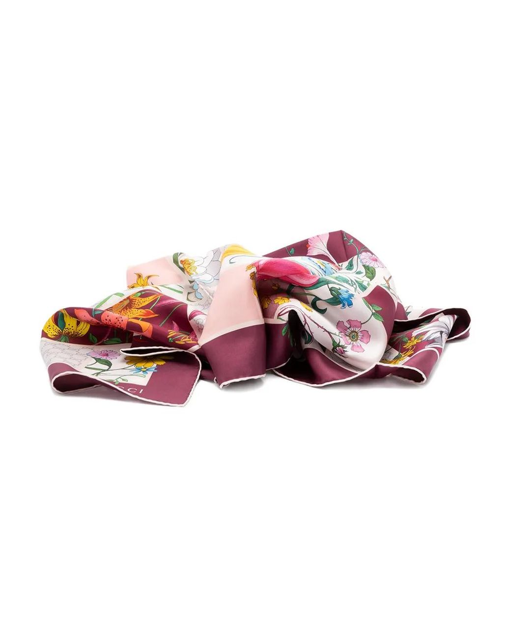 Gucci Red Silk Twill Printed Carré