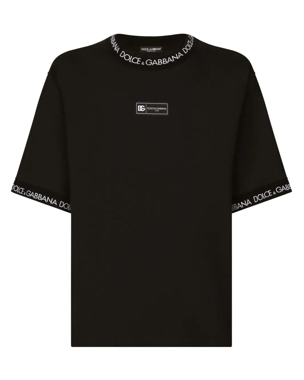 Dolce & Gabbana Black Logo Cotton T-Shirt for men