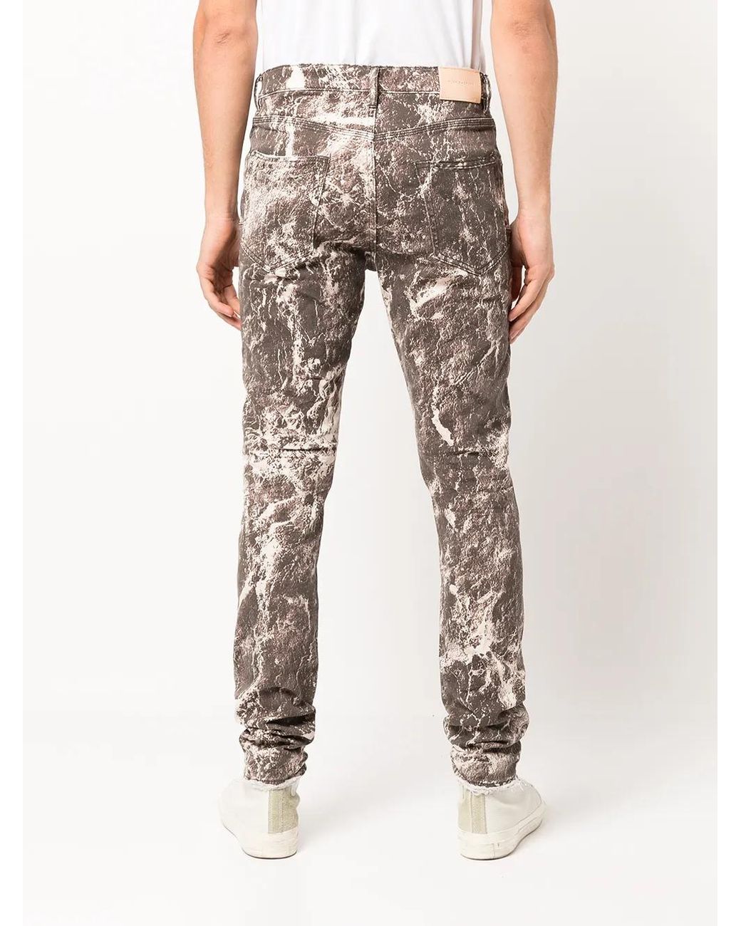 Purple Brand Gray Marble-Print Skinny Jeans for men