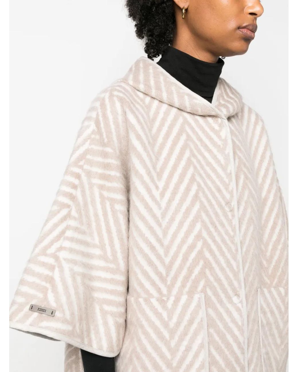 Peserico Natural Herringbone Hooded Cape
