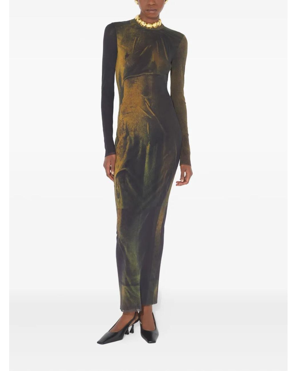 Jean Paul Gaultier Brown The Acid Water Printed Maxi Dress