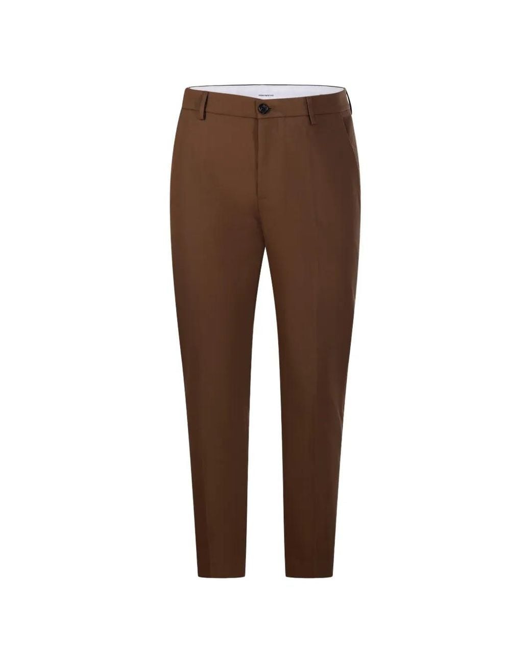 Department 5 Brown Pressed-Crease Tailored Trousers for men