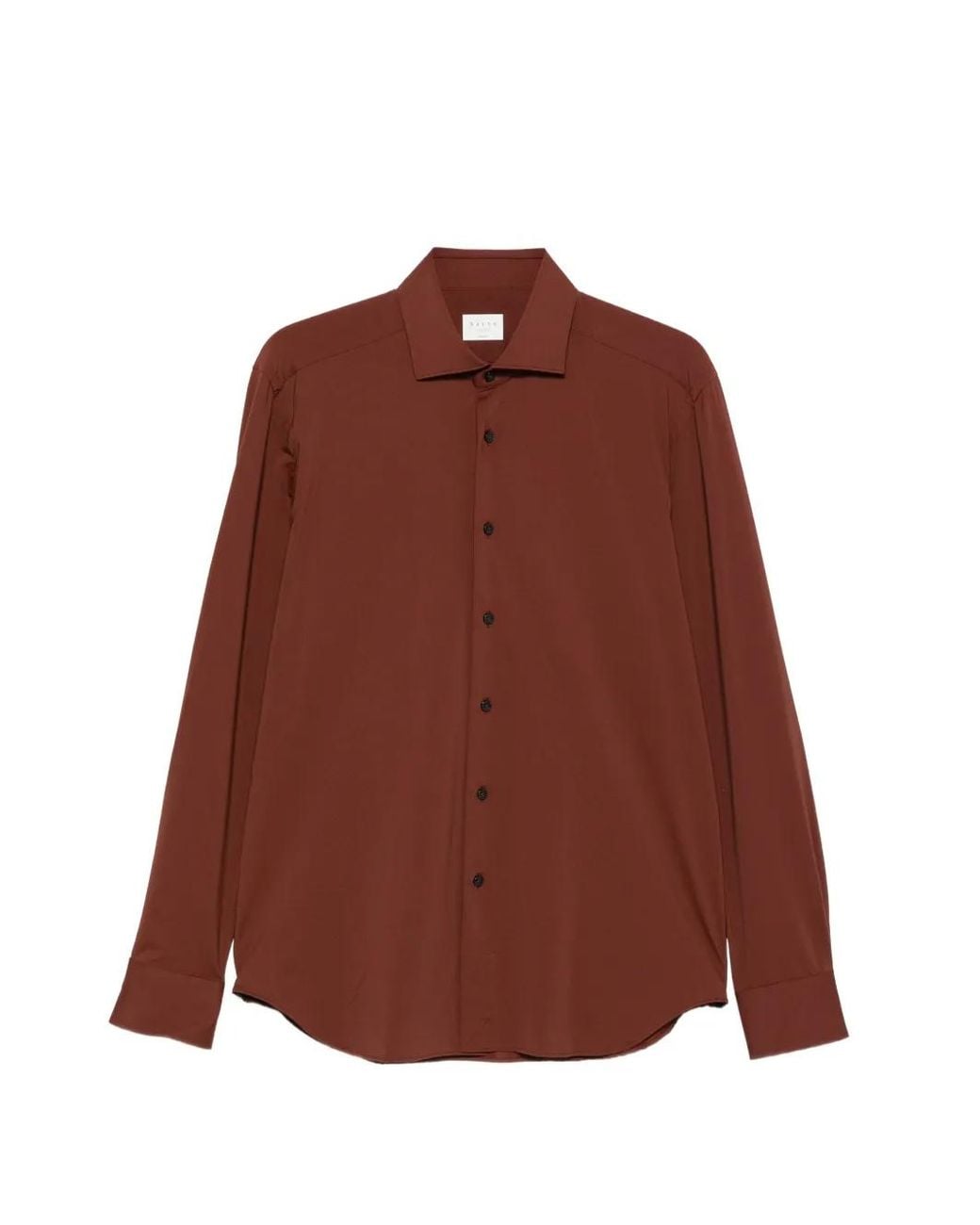 Xacus Brown Spread-Collar Long-Sleeve Shirt for men