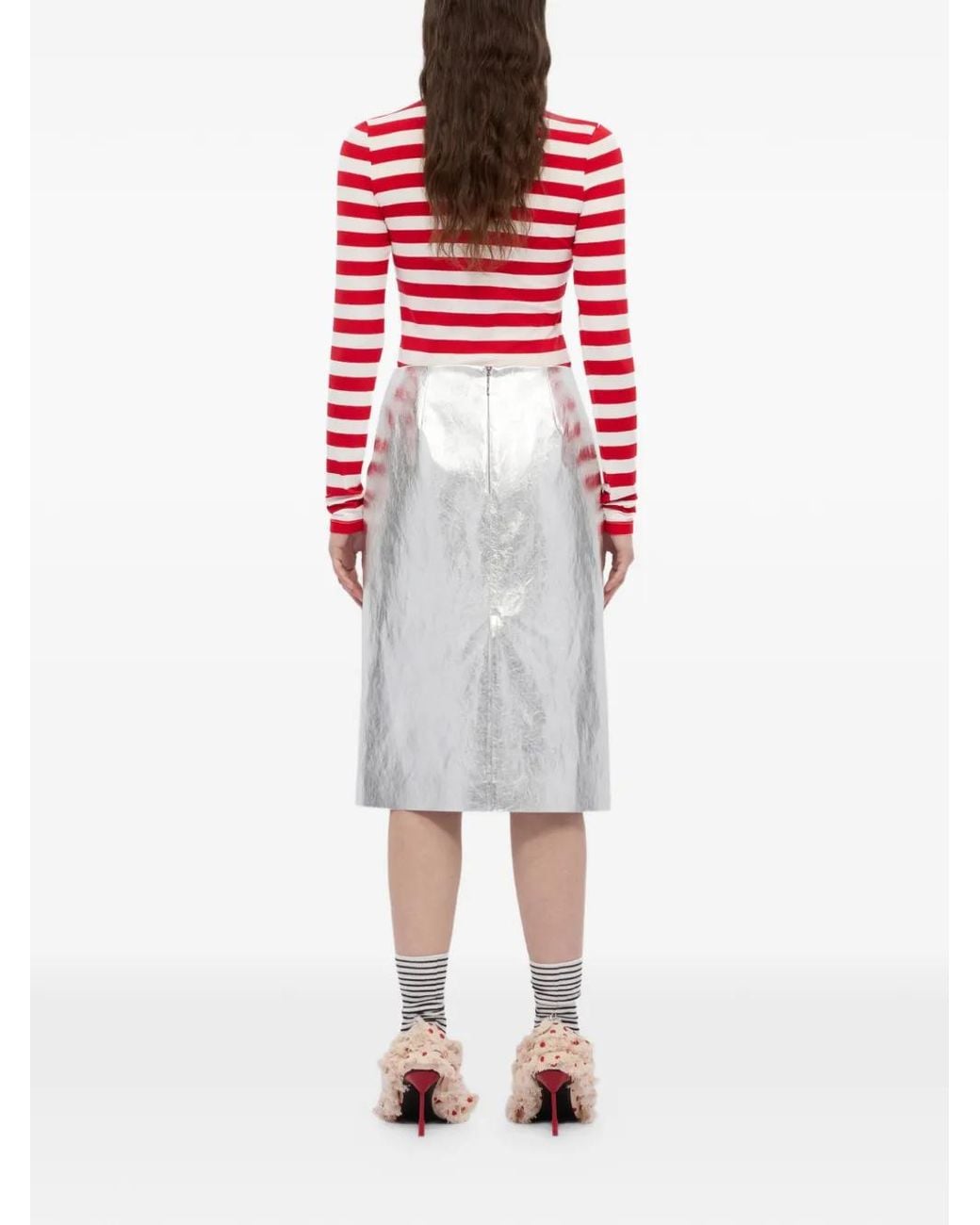 MSGM White Textured Skirt
