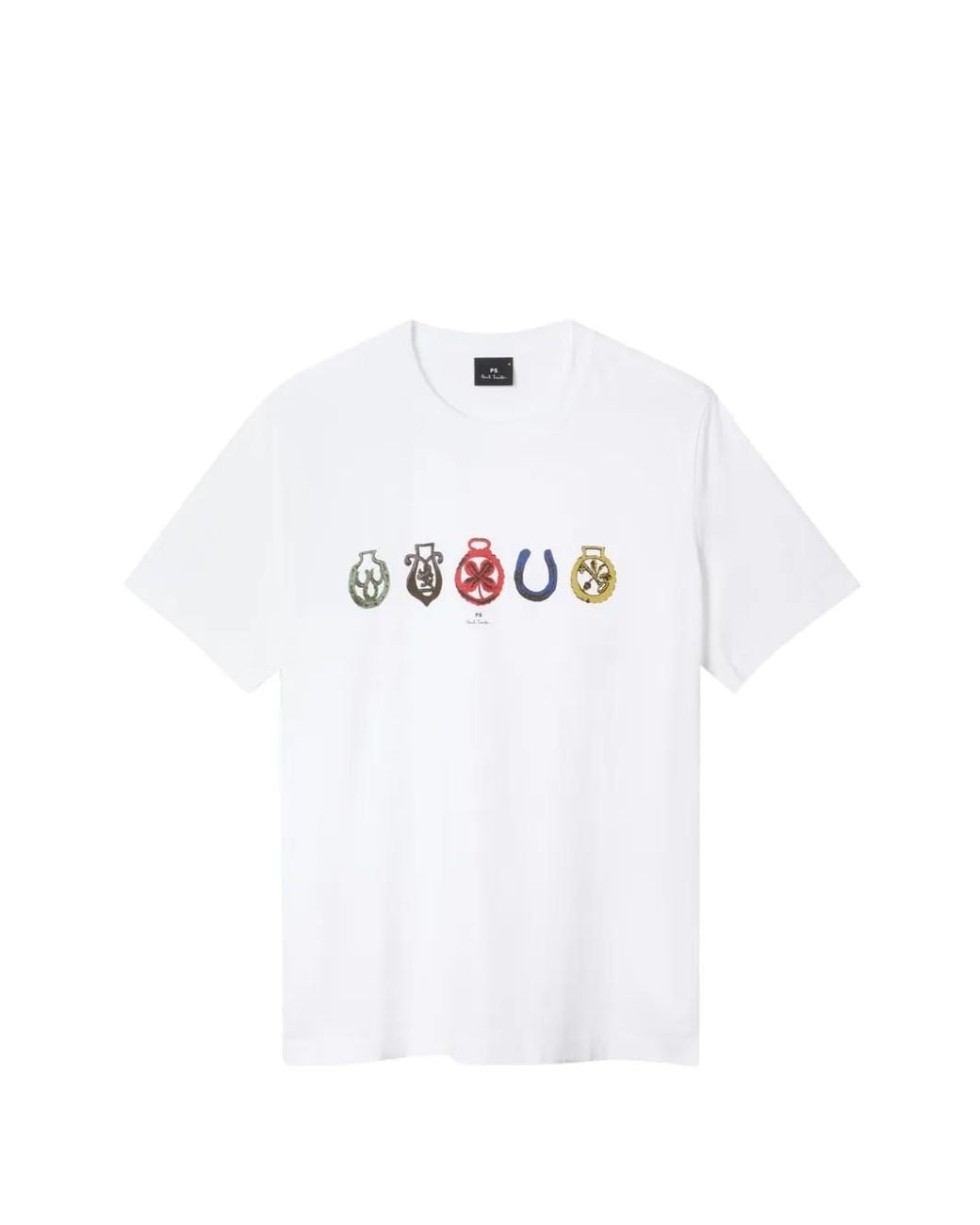 Paul Smith White Printed T-Shirt for men