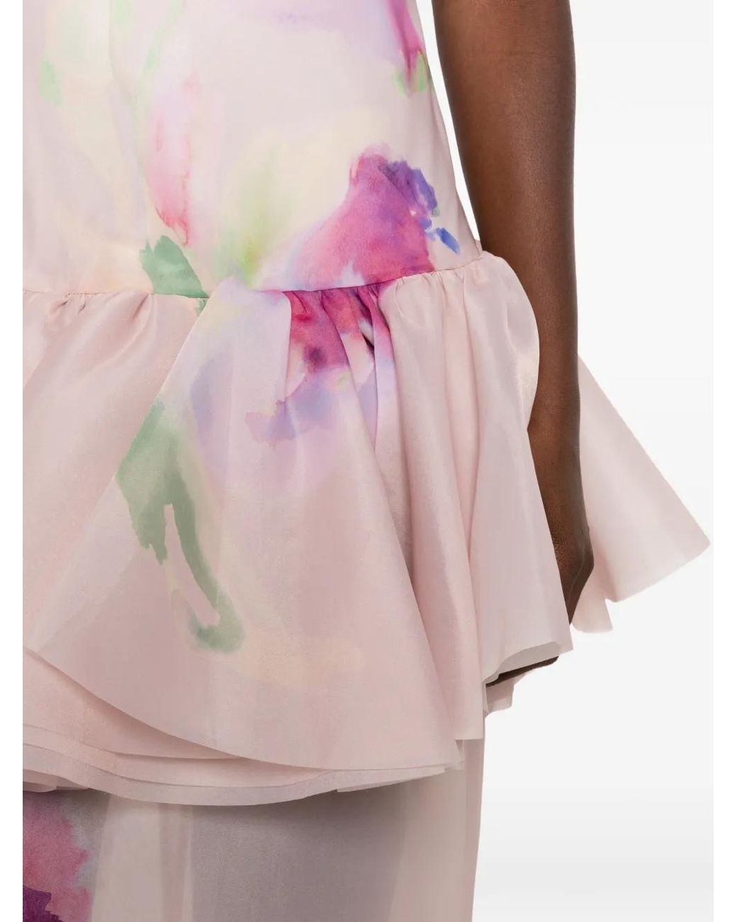 Aje. Pink Arlina Ruffled Floral-Print Gown