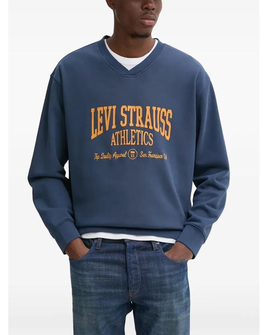 Levi's Blue V-Yaka Logo-Print Sweatshirt for men