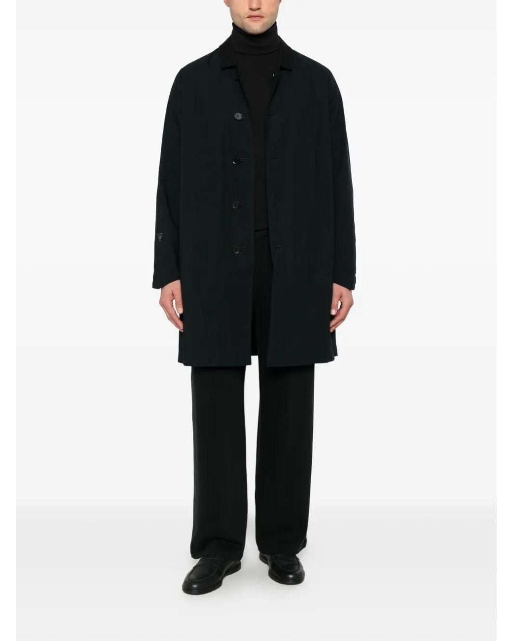 MACRON Black Logo-Patch Button-Up Coat for men