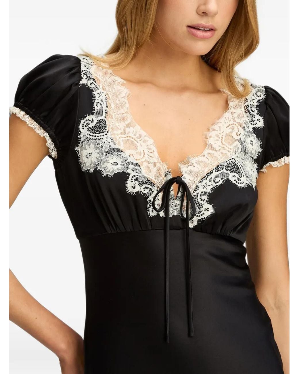 Cinq À Sept Black Sienne Lace-Trim Maxi Dress
