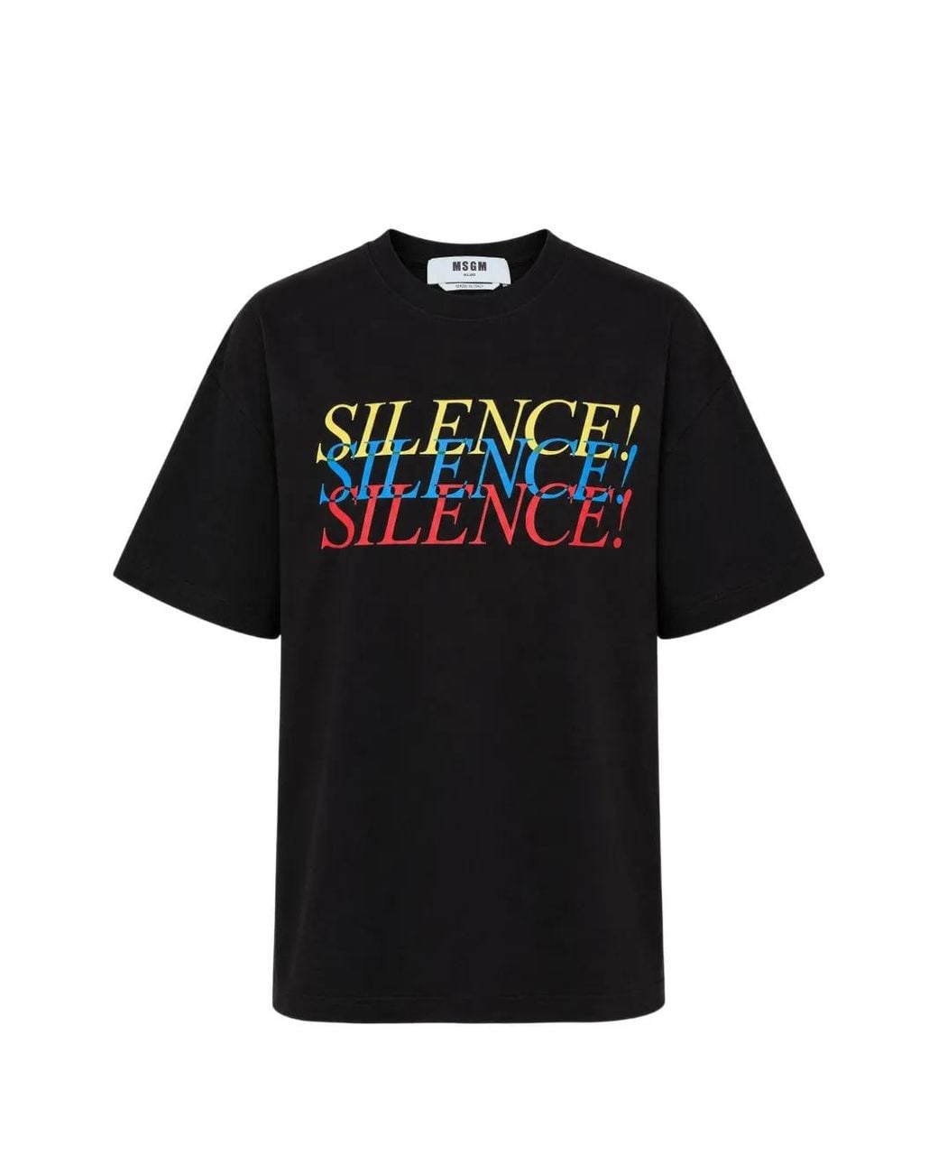 MSGM Black Graphic-Print T-Shirt