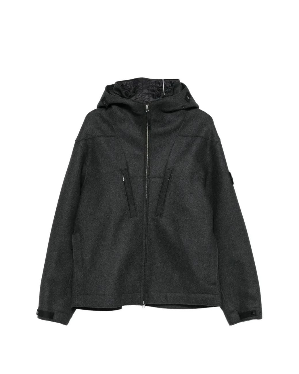 Stone Island Black Panno Hooded Jacket for men
