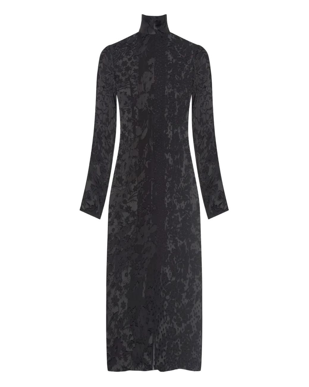 MARINE SERRE Black Floral-Print Tie-Neck Maxi Dress