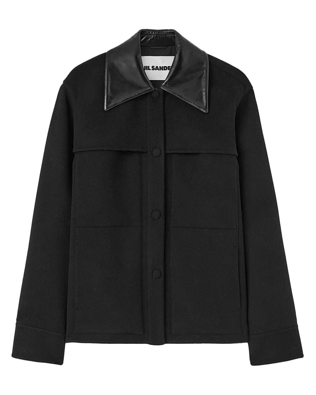 Jil Sander Black Cutaway-Collar Wool Shirt Jacket