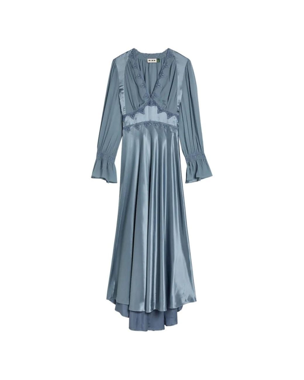 Rixo Blue Arlena Lace-Detail Midi Dress