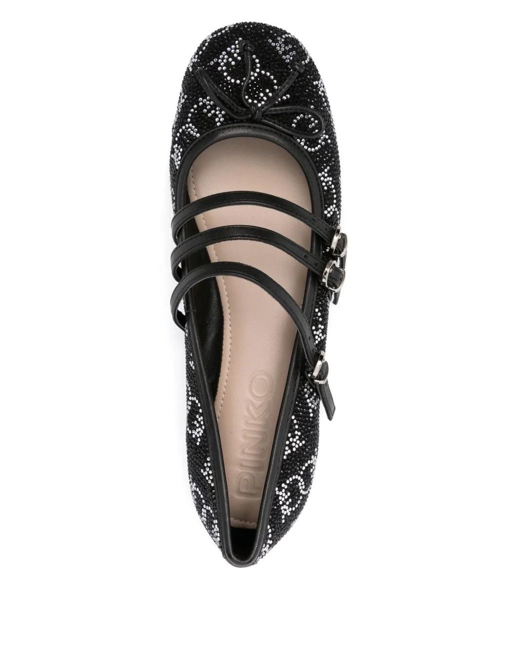 Pinko Black Joy 10 Crystal-Embellished Ballet Flats