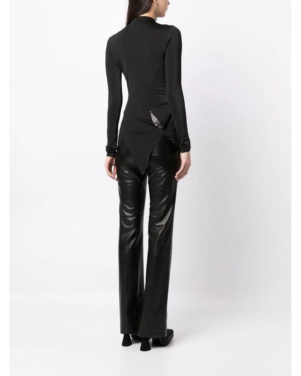 16Arlington Black Satin Asymmetric Top