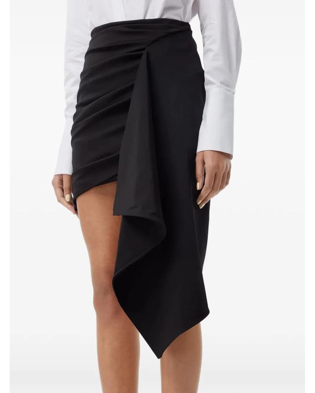 GAUGE81 Black Rivera Asymmetric Draped Mini Skirt