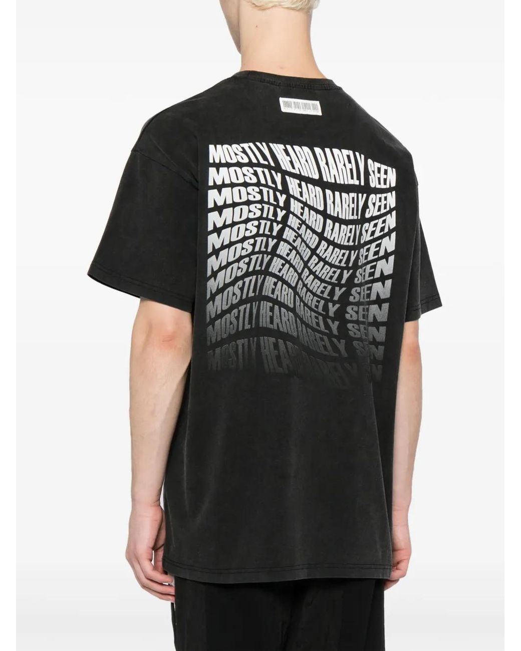Mostly Heard Rarely Seen Black Logo-Print Cotton T-Shirt for men