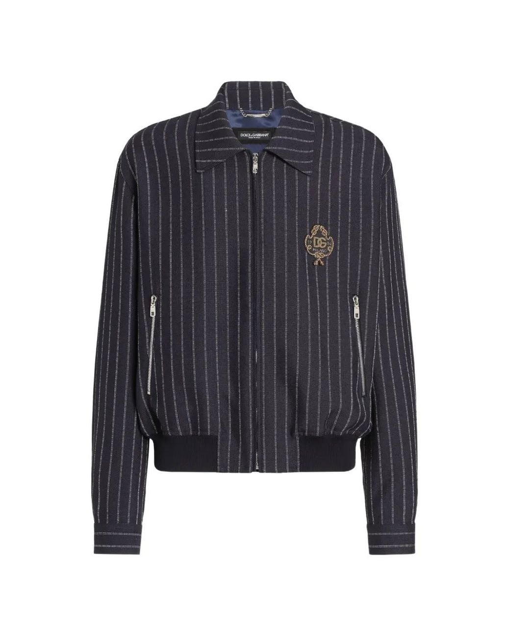 Dolce & Gabbana Blue Logo-Patch Bomber Jacket for men