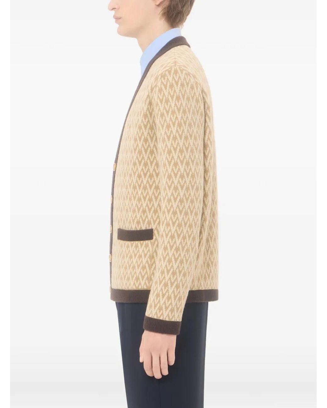 Valentino Garavani Natural Cardigan With Toute La V Pattern for men