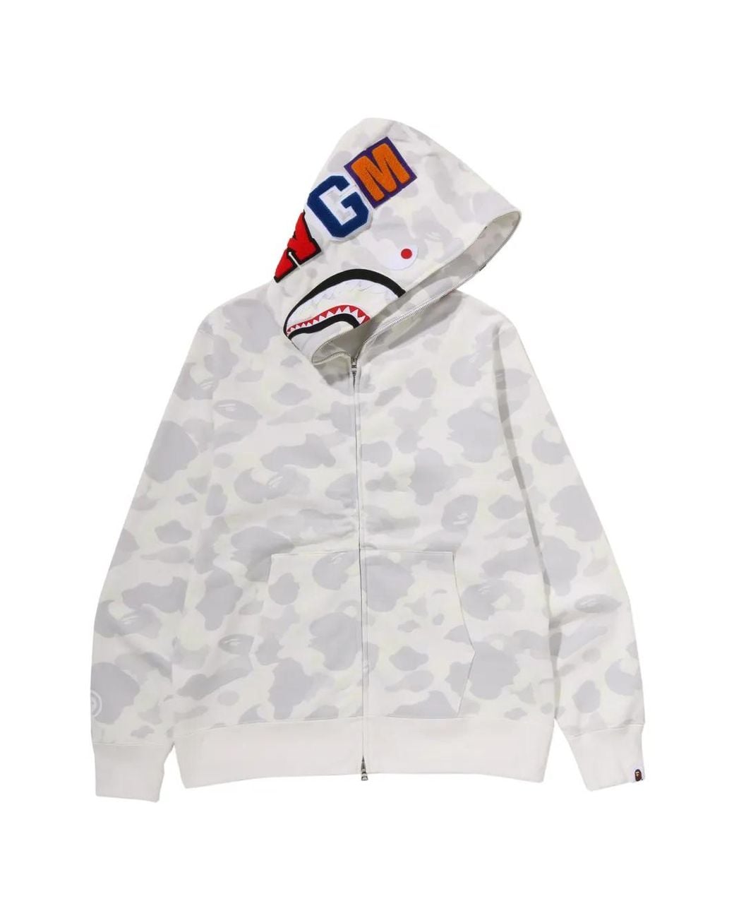 A Bathing Ape White Shark Camouflage Hoodie for men