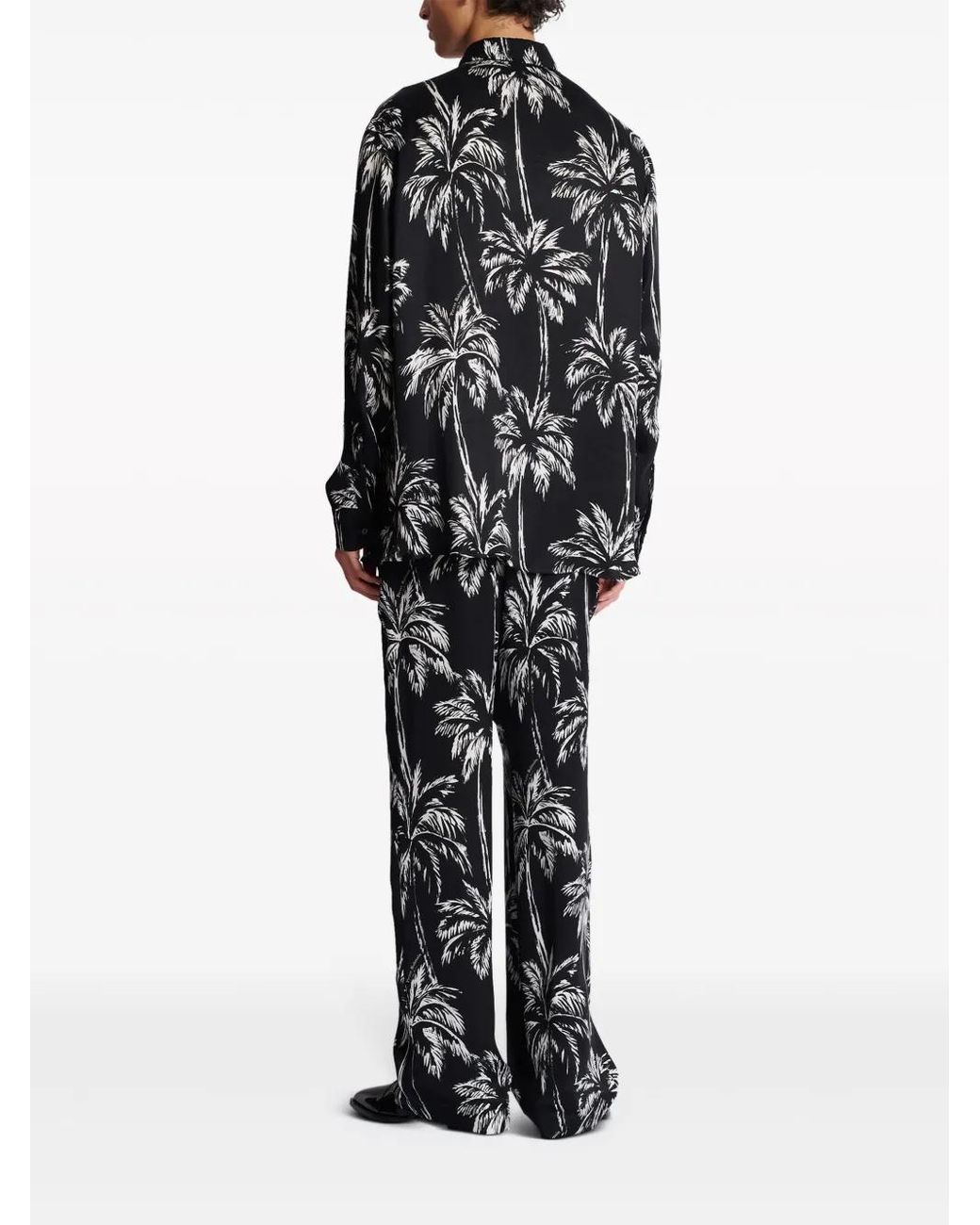 Balmain Black Floral Pattern Shirt for men