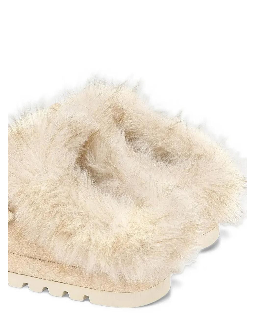 Naked Wolfe Natural Harlow Faux-Fur Suede Slippers