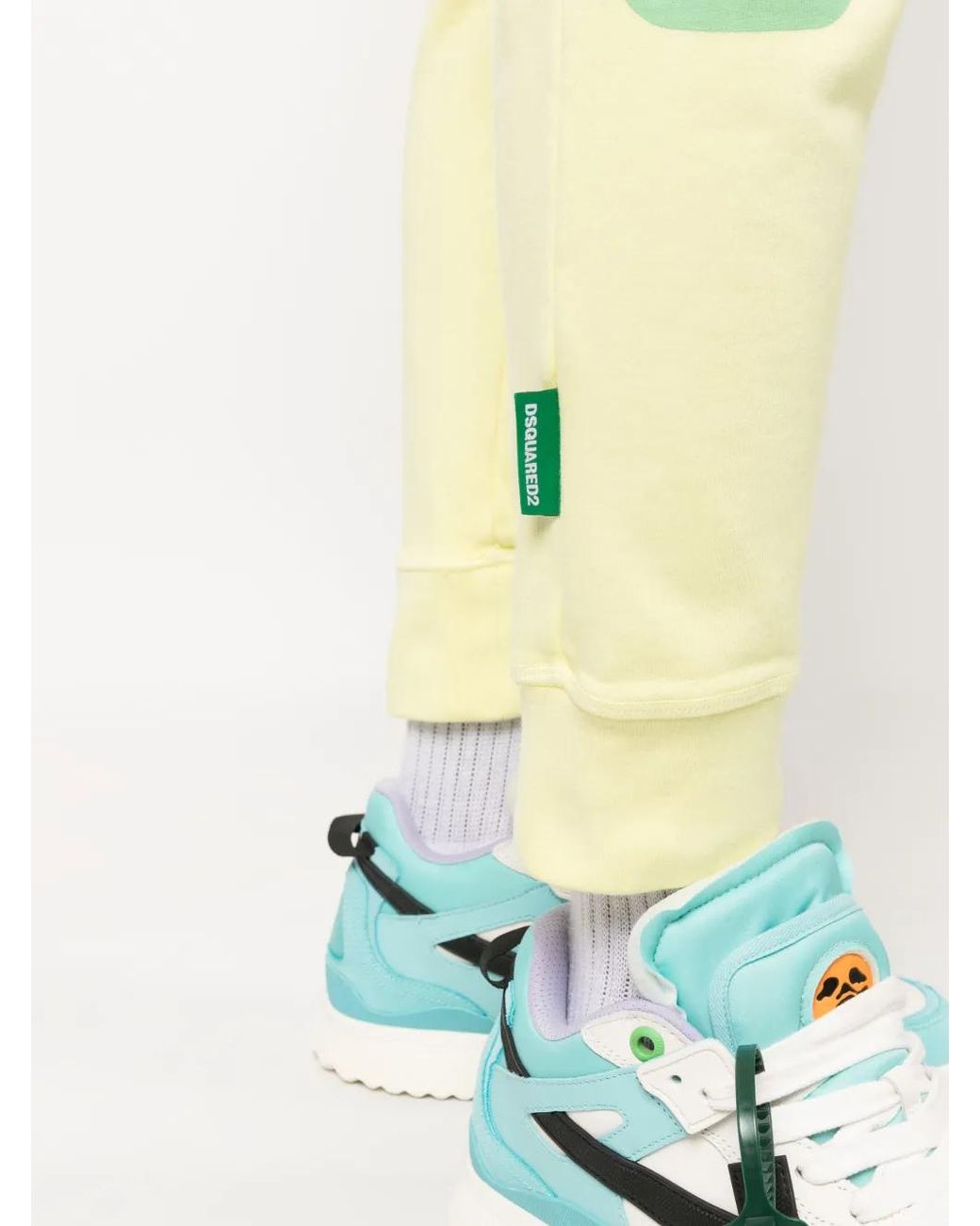 DSquared² Yellow Logo-Print Cotton Track Pants for men