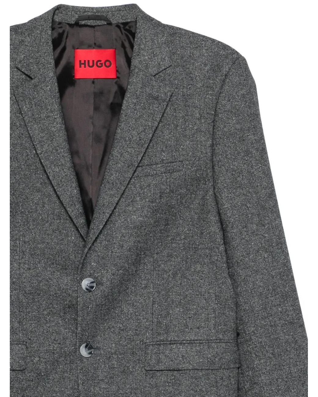 HUGO Gray Single-Breasted Blazer for men