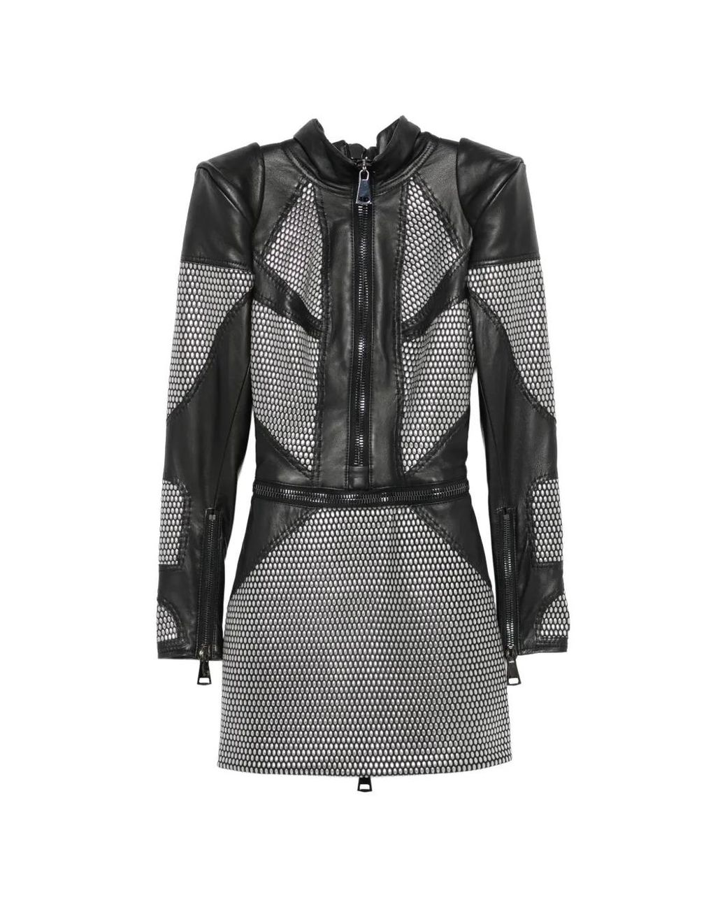 MITILIANE COUTURE Gray Studded-Shoulder Mini Dress