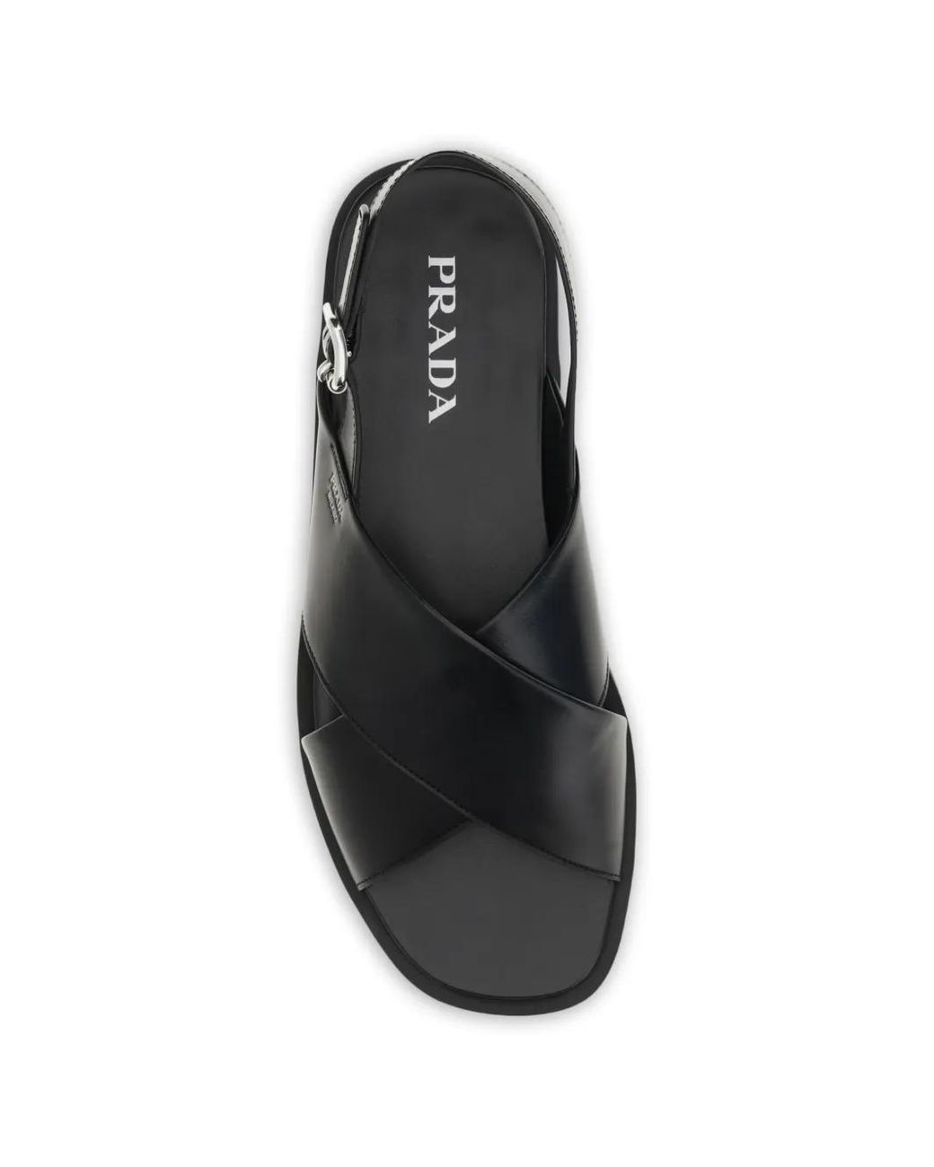 Prada Black Saffiano Criss-Cross Sandals for men