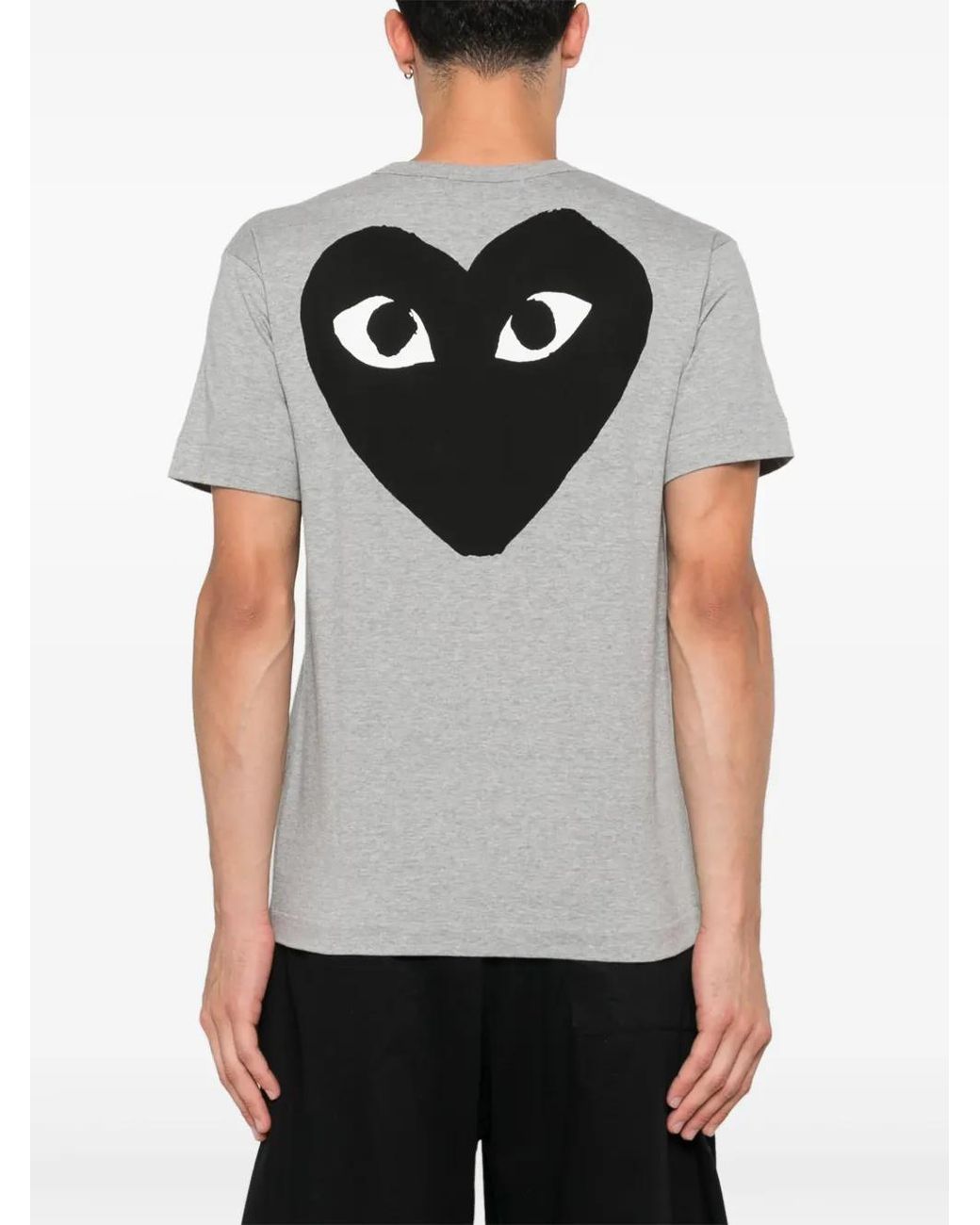 COMME DES GARÇONS PLAY Gray Logo-Print Cotton T-Shirt